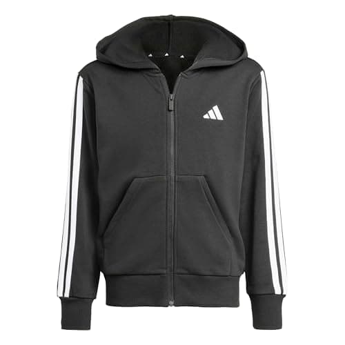 Image of adidas Girl's ESSENTIALS FULL ZIP HOODIE, black/white, 13-14 Years