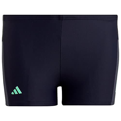 Image of adidas Boy's Colourblock 3-Stripes Swim Boxers, Legend Ink/Black/Shadow Navy/Pulse Mint, 11-12 Years
