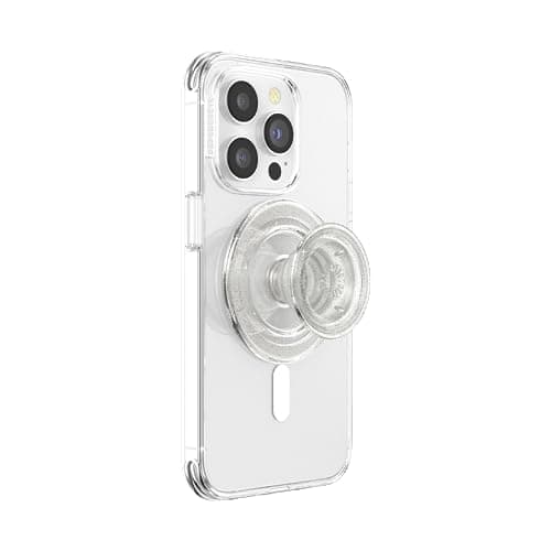 Image of PopSockets Phone Grip for MagSafe, Magnetic Holder, Phone Stand, Clear - Clear Glitter