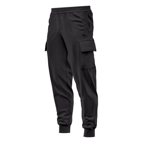 Image of mymixtrendz Mens Cargo Fleece Cuffed Slim Fit Bottom Track Pants Casual Trousers Jogging Cargo Pocket Work Wear Trouser (UK, Alpha, XL, Regular, Regular, Black 1)