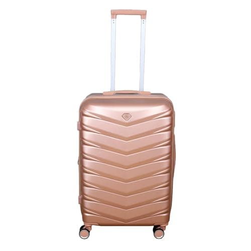 Image of UNIQUE HOME LIVING 24" Medium Suitcase, Expandable Travel Suitcase with 4 Dual Spinner Wheels, Hard Shell ABS Hand Luggage Travel Trolley Case with Lock, Lightweight, Durable, Rose Gold, 85L