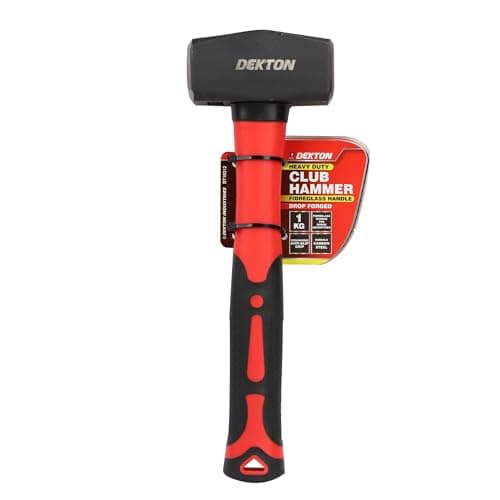 Image of Dekton 1kg Fibreglass Club Hammer-Heavy Duty Hammer with Shock Absorbing Handle| Ideal for Demolition and Heavy Duty Tasks| Ergonomic Design for Comfort and Control| Durable and Impact Resistant Tool