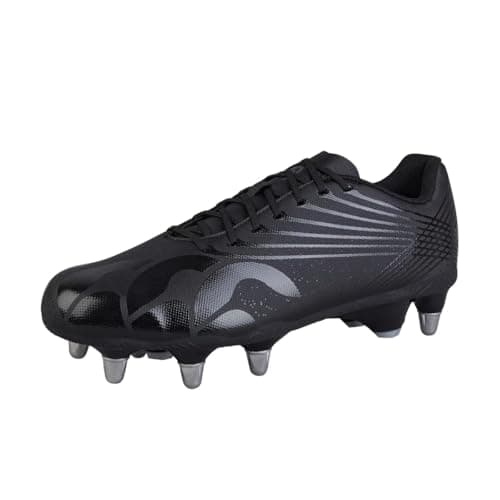 Image of Canterbury Adult Unisex Stampede Pro Team Soft Ground Rugby Boots Soft Ground Rugby Boots, Black/Silver Metallic, 11