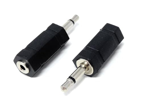 Image of DRUT 2pcs 3.5mm Mono Jack Male to 2.5mm Mono Jack Socket Female Audio Cable Adapter Black