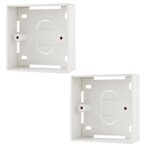 Image of rhinocables 32mm Network Pattress – Strong Surface Back Box for CAT5e & CAT6 Ethernet Sockets | Clean Cable Routing for Routers, Consoles, TVs & VoIP Devices across Home & Commercial Spaces (2 Pack)