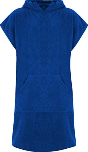 Image of Adore Childrens Hooded 100% Cotton Changing Robe with Pocket Beach Terry Towelling Poncho Towel Swimming Surf,Royal Blue, 10-13 Years