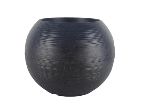 Image of simpa Sphere Globe Shape Black Plastic Planter 35cm (H) x 35cm (D)