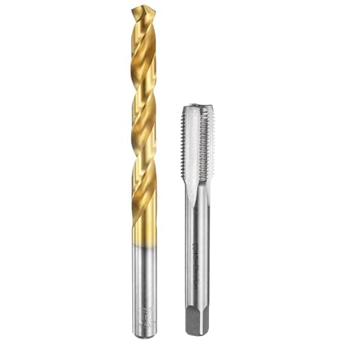Image of sourcing map Tap and Drill Bit Set, 1pcs M12 x 1.25 Metric Straight Flute Thread Screw Taps & 1pcs 10.8mm Twist Drill Bits, Uncoated/Titanium Coated HSS-6542 Tapping Threading Tool Kit