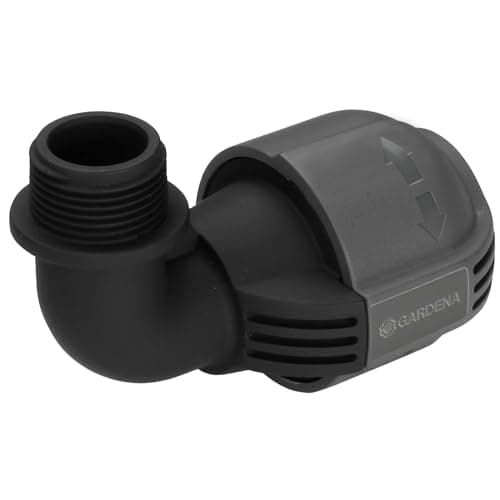 Image of Gardena Sprinklersystem L-Joint with male thread: Connecting piece for pop-up sprinkler at the end of the pipe, 25 mm x 3/4 inch, self-sealing threaded connection (2781-20)