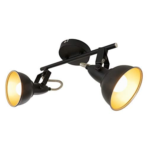 Image of Briloner Leuchten Modern ceiling light, retro/vintage design, 2 rotatable spotlights, metall black-gold look, E14, IP20, max. 40 Watt, length: 30.4 cm, 2 Spot