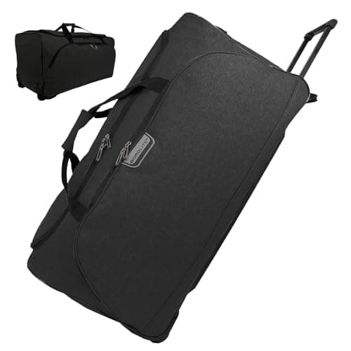 Image of Bordlite 30" Black Extra Large Wheeled Holdall – Durable Twill 2-Wheel Travel Bag with Trolley Handle & 127L Capacity – Heavy-Duty Duffel Luggage for Holidays & Work Trips