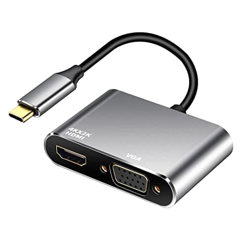Image of USB C to HD VGA Adapter, 4K HD/1080P VGA USB-C 2-in-1 Hub Thunderbolt 3 to HD VGA Converter for MacBook/Pro/Air, Chromebook Pixel, Dell XPS 13/15, Samsung Galaxy S22/S21/S20, More