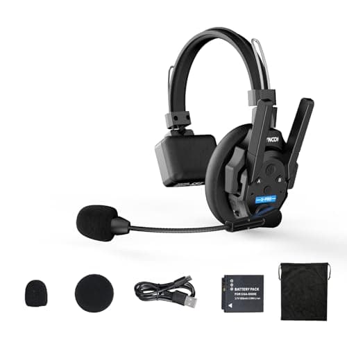 Image of SYNCO Wireless Intercom Headset System, XTALK XPRO1 2.4GHz Full Duplex Wireless Headset with 24H 1640FT Team Communication Real-time Monitoring（1PC）