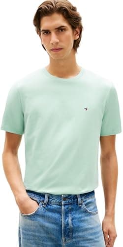 Image of Tommy Hilfiger Men's Ess Seasonal Reg Fit Solid Tee MW0MW39995 S/S T-Shirt, Green, M
