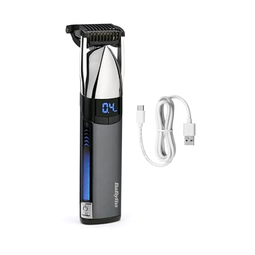 Image of BaByliss Super-X Metal Stubble Trimmer - Waterproof Beard Trimmer with Japanese Steel Blades, Motorised Length Control (0.4–5mm), Digital Display, Lithium-Ion Power, 90-Minute Runtime, S996U