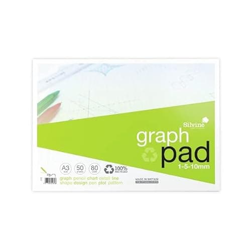Image of Silvine Recycled Graph Pad 1/5/10mm A3 50 Pages A3GPRE (1)