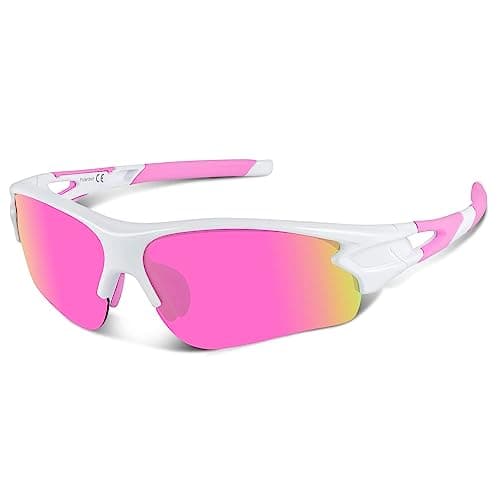 Image of BEACOOL Polarized Sports Sunglasses for Men Women Youth Running Cycling Hiking Baseball Golf Fishing Driving Motorcycle TAC Glasses UV400 Protection,White Pink