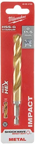 Image of Milwaukee Shockwave Metal Drill Bit HSS-G Red Hex Titanium 1/4 Inch 11.5 x 126 mm