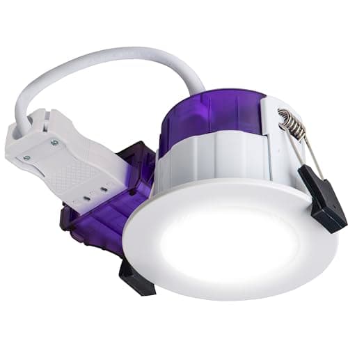Image of Luceco LED Recessed Downlight, Power Change & Dim2Warm Colour Change, Fire Rated, Dimmable, Spotlight for Kitchen and Bathroom, FType Ultra, White, IP65, 4W/6W, 690lm, 3000-2400K & 4000K, UTF6WD2W