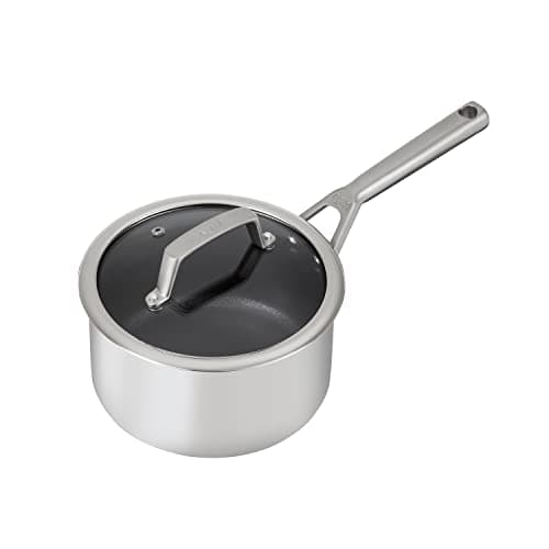 Image of Ninja ZEROSTICK Stainless Steel Cookware 18cm Saucepan, Long Lasting, Non-Stick, Induction Compatible Saucepan, Oven Safe to 260°C, Cast Stainless Steel Handle, C60218UK