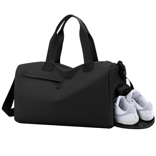 Image of Gym Sports Duffle Bag, 39 x 22 x 23cm Waterproof Gym Duffle Bag with Shoes Compartment, Sports Travel Duffel Bag for Men and Women with Wet Pocket for Travels, Business Trip, Gym Sport, Swimming