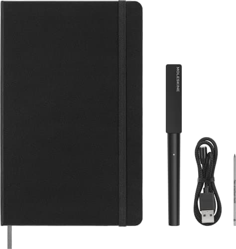 Image of Moleskine Smart Writing Set, Digital Notebook With Smart Pen Included, Lined Pages, Large, 13x21 cm, Black