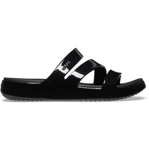Image of Crocs Women Slide,Getaway Patent Strappy,Black,8 UK Women