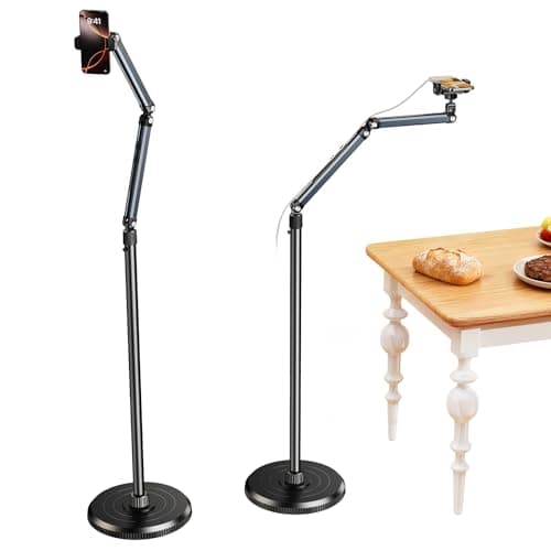 Image of NIFBANG Overhead Phone Stand Floor Stand, Mobile Phone Holder for Bed Desk, Adjustable 360° Rotatable Long Arm Phone Tripod Stand for Video Recording, Phone Mount for iPhone 17 16 Samsung Android