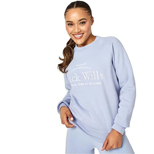 Image of Jack Wills Womens Hunston Graphic Crew Neck Sweatshirt Sweater T Shirt Top Soft Blue 12 (M)
