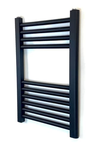 Image of Greened House Black Straight Heated Towel Rail W400mm x H600mm Flat Central Heating Towel Rail Bathroom Radiator