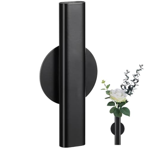 Image of SHINEOFI Metal Wall Flower Vase 6.3" Wall-Mounted Hanging Plant Vase Racks Modern Drying Flower Tube Stand Holder for Porch Home Office Greenery Display Decoration, Black