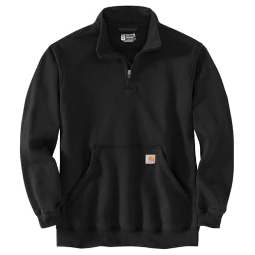 Image of Carhartt Men's Loose Fit Midweight Quarter Zip Mock Neck Sweatshirt, Black, M