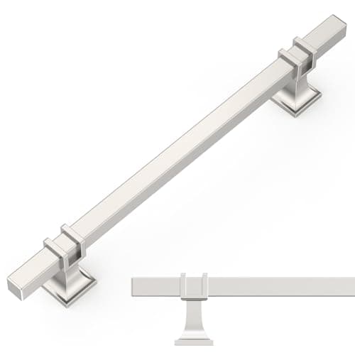 Image of Amerdeco 10 Pack Brushed Satin Nickel Cabinet Pulls,6.3 Inch(160mm) Hole Center-Drawer Handles for Kitchen&Bathroom,AM034