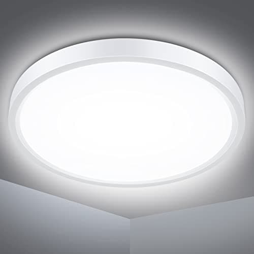 Image of Defurhome Bathroom Ceiling Light Ø22CM 18W 1500LM,100W Equivalent,5000K Daylight White, Waterproof IP54,Dome,Modern,Flush Ceiling Light for Kitchen,Toilet,Porch,Bedroom,Utility Room(White)