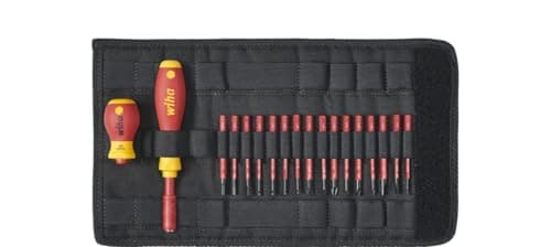 Image of wiha 2831T18, slimVario Screwdriver and Bits Set, with Stubby in bag, VDE Insulated, (41231), 18 Pieces, SLOTTED - POZIDRIV - PHILIPS - SL/POZI - STAR - HEX, Black Case