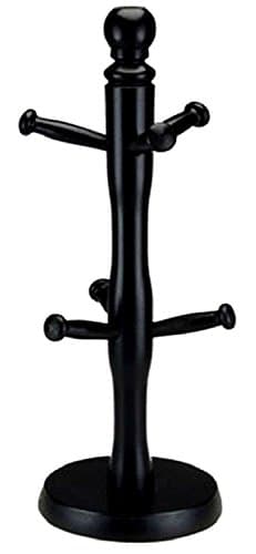 Image of APOLLO BEECHWOOD MUG TREE HOLDER & KITCHEN TOWEL ROLL HOLDER WOODEN (MUG TREE, BLACK)