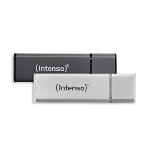 Image of Intenso Alu Line 2x 32 GB USB 2.0 Flash Drive Silver and Anthracite (Twin Pack)
