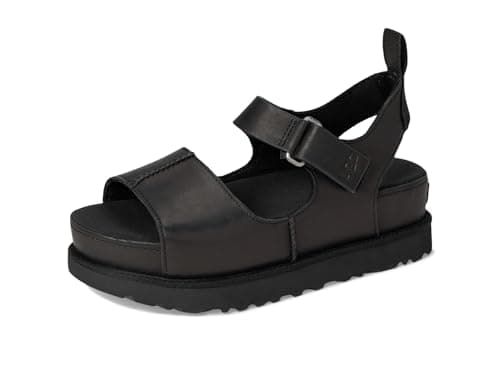 Image of UGG Women's Goldenstar Hi Sandal, Black Leather, 7 UK