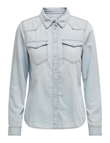Image of ONLY Women's ONLALEXA L/S DNM Shirt FS NOOS Blouse, Light Blue Denim,