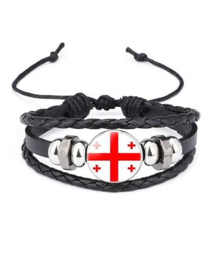 Image of vmcoatdu World Many National Flags Bangle Retro Alloy Leather Bracelet for National Flag Braided Rope Bracelet Bangle, One Size, Metal, alloy
