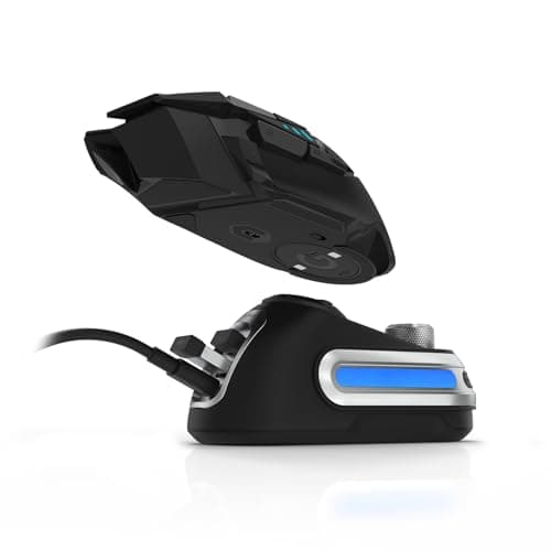 Image of Fanxoo G-Power Charging Dock for Logitech G502 G502X Plus GPW G903 G703 Wireless Mouse with RGB Light and Computer Volume Control knob(not Include Mouse) (Black)