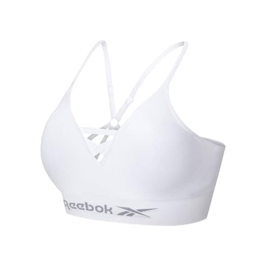 Image of Reebok Womens Seamless Gym Top | Womens Gym Tops with Halter Neck Design | Wireless Bra Style Crop Top for Women Activewear | Black, Grey or White