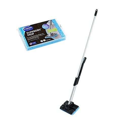 Image of Addis Superdry Sponge Floor Mop with built in self wringing handle & Spare Replacement Refill Sponge, Black Metallic