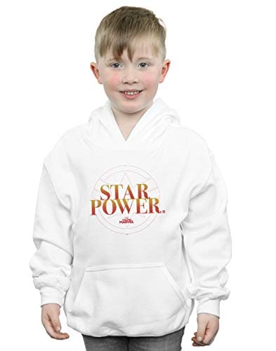 Image of Marvel Boys Captain Marvel Star Power Hoodie White 9-11 Years