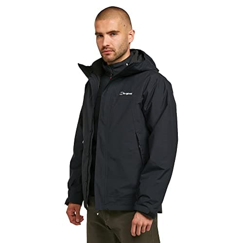 Image of Berghaus Men's Stormcloud Prime 3-in-1 Waterproof Jacket with Adjustable Hood and 2 Zipped Pockets, Men's 3-in-1 Jacket, Men's Raincoat, Walking, Trekking, and Hiking Clothing, Black, L