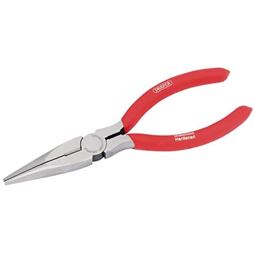 Image of Draper RedlineLong Nose Pliers | Heavy Duty Pliers with PVC Dipped Handles | 160mm Needle Nose Pliers | 67869