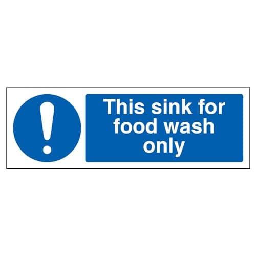 Image of V Safety This Sink For Food Wash Only Sign - 300mm x 100mm - Self Adhesive Vinyl