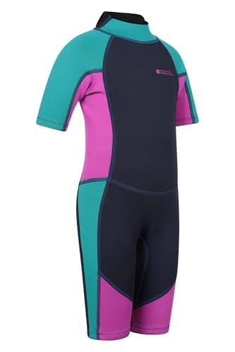 Image of Mountain Warehouse Kids Shorty Wetsuit - 2.5mm Thickness, Flat Seams, Easy Glide Zip Children's Wetsuit, Neoprene, Adjustable Neck Closure - Spring Summer, Swim Grape (Kids) Kids Size 7-8 Years
