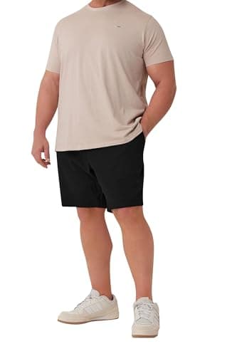 Image of BadRhino Big & Tall Stretch Elasticated Waist Chino Shorts - Men's - Plus Size Curve Black