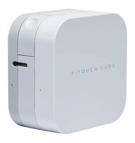 Image of Brother PT-P300BT Label Maker, Bluetooth, P-Touch 'CUBE' Label Printer, Portable, Up to 12mm Labels, Includes 12mm Black on White Tape Cassette